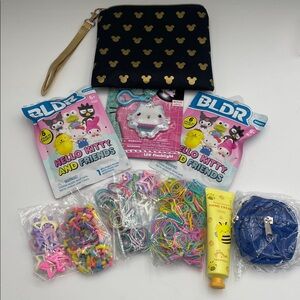 Disney pouch 11 piece with hair, accessories, and other items